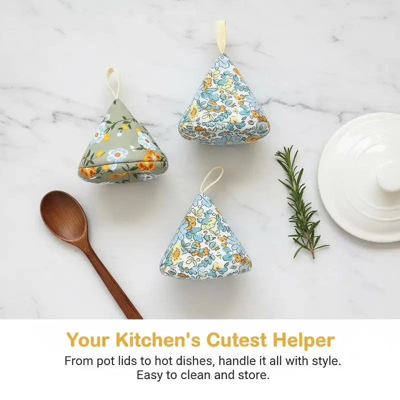 New Mini Triangle Microwave Glove Pot Knob Cloth Cover High Temperature Resistant Nonslip Oven Gloves Kitchen Tool