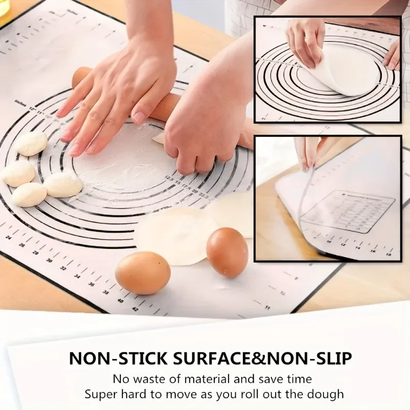 yesThickened Dough Rolling Mat,Reusable Baking Mat,Multi-Functional Non-Stick Pastry Mat,for Rolling Dough,Kneading,Baking Pastr