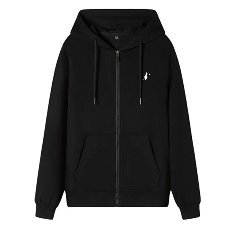 2024 hot selling hooded long sleeved Men\'s Jacket with drawstring zipper closure Women solid color casual sportswear clothing