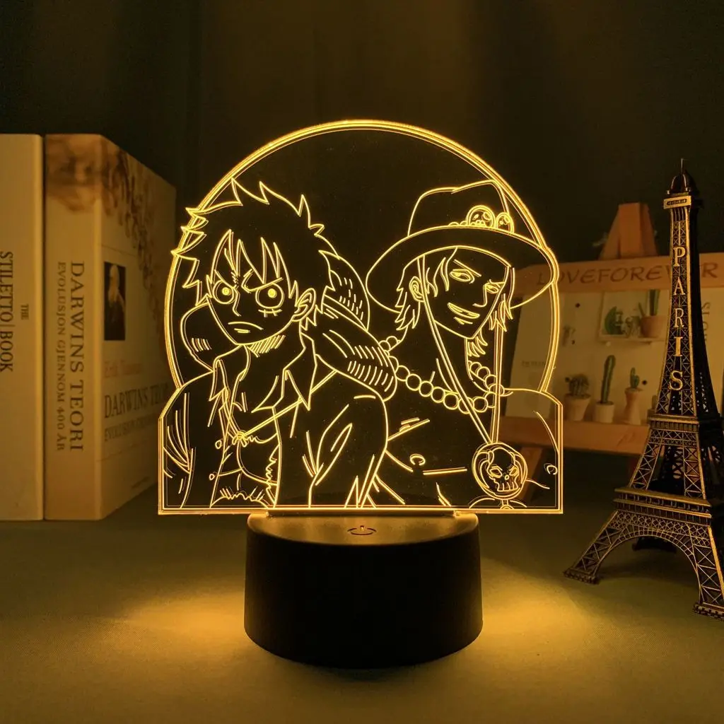 One Piece Roronoa Zoro Anime Cartoon Cute Acrylic Light Sign Bedroom Atmosphere Night Light Stand Figurine Decoration Gift view 4