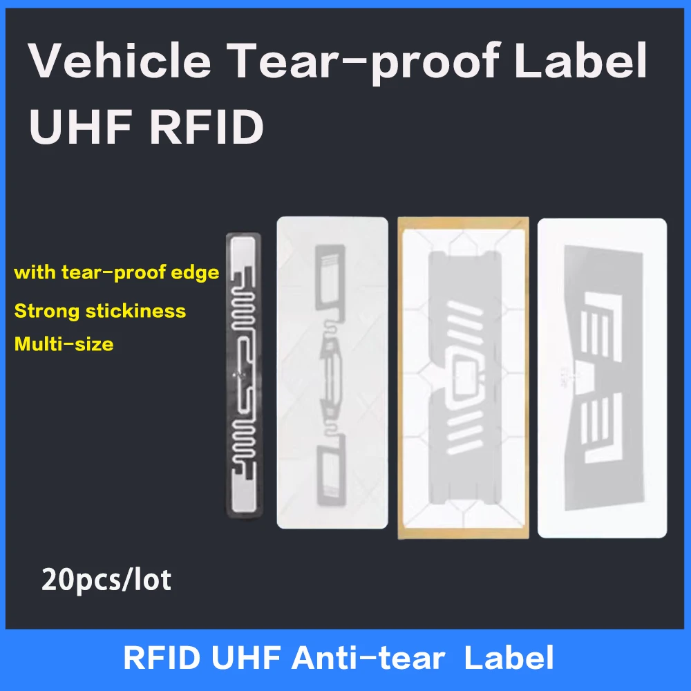 20pcs RFID UHF Tag Vehicle anti-tear electronic label 18000-6C 860-960MHz  PET Sticker Anti-transfer  High Quality