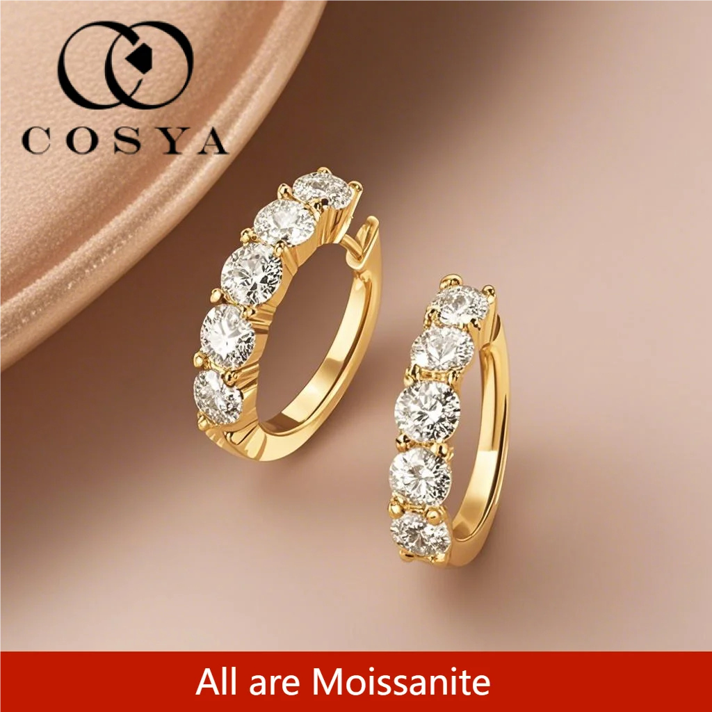 

COSYA D Color Moissanite Stud Earrings 925 Sterling Silver Plated with 18k Gold GRA Certified Sparkling Fine Jewelry for Women