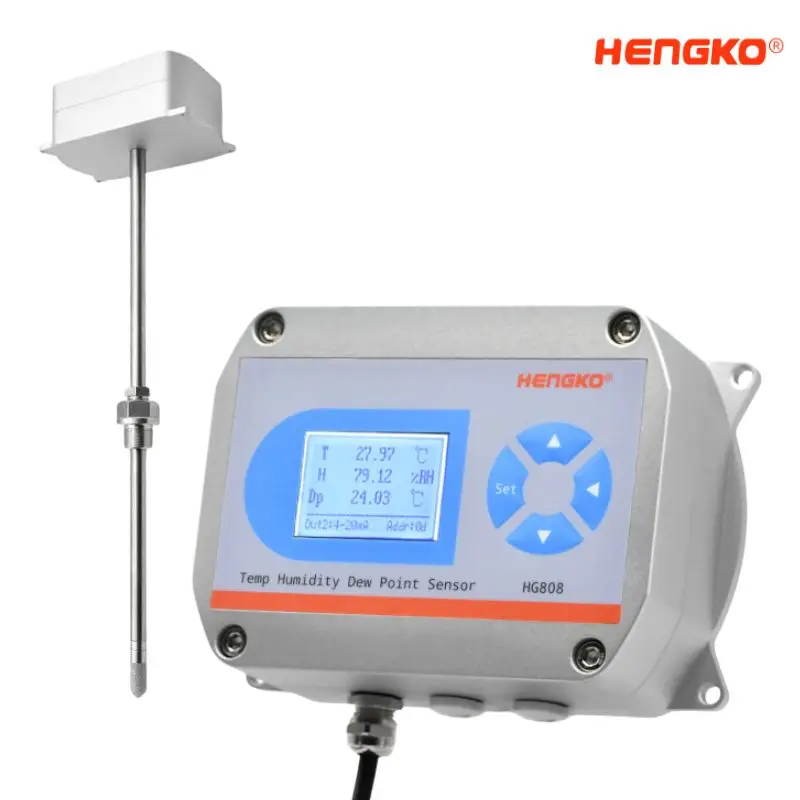 HG808C SS Probe -50 إلى 150 درجة مئوية دقيقة مستقرة Rs485 4-20ma 0-5V 0-10V جهاز إرسال درجة الحرارة والرطوبة