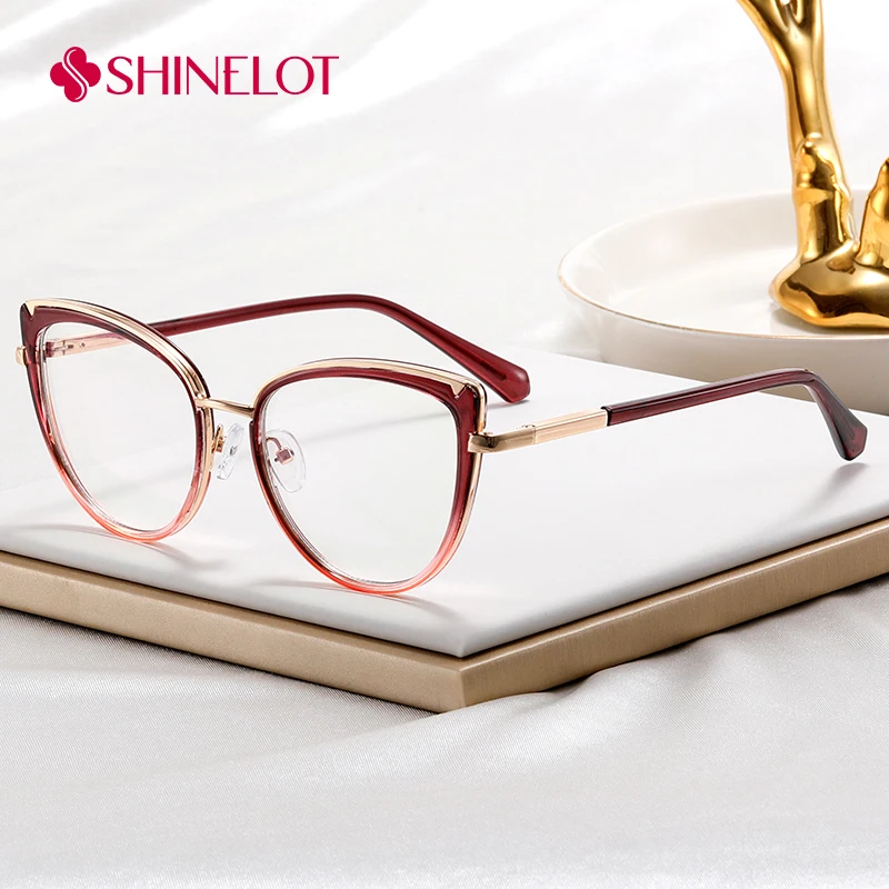 

82186 Radiation Protection Glasses for Women Cat Eye Female Eyeglasses Prescription Eyewear Frame South American Style Accessory