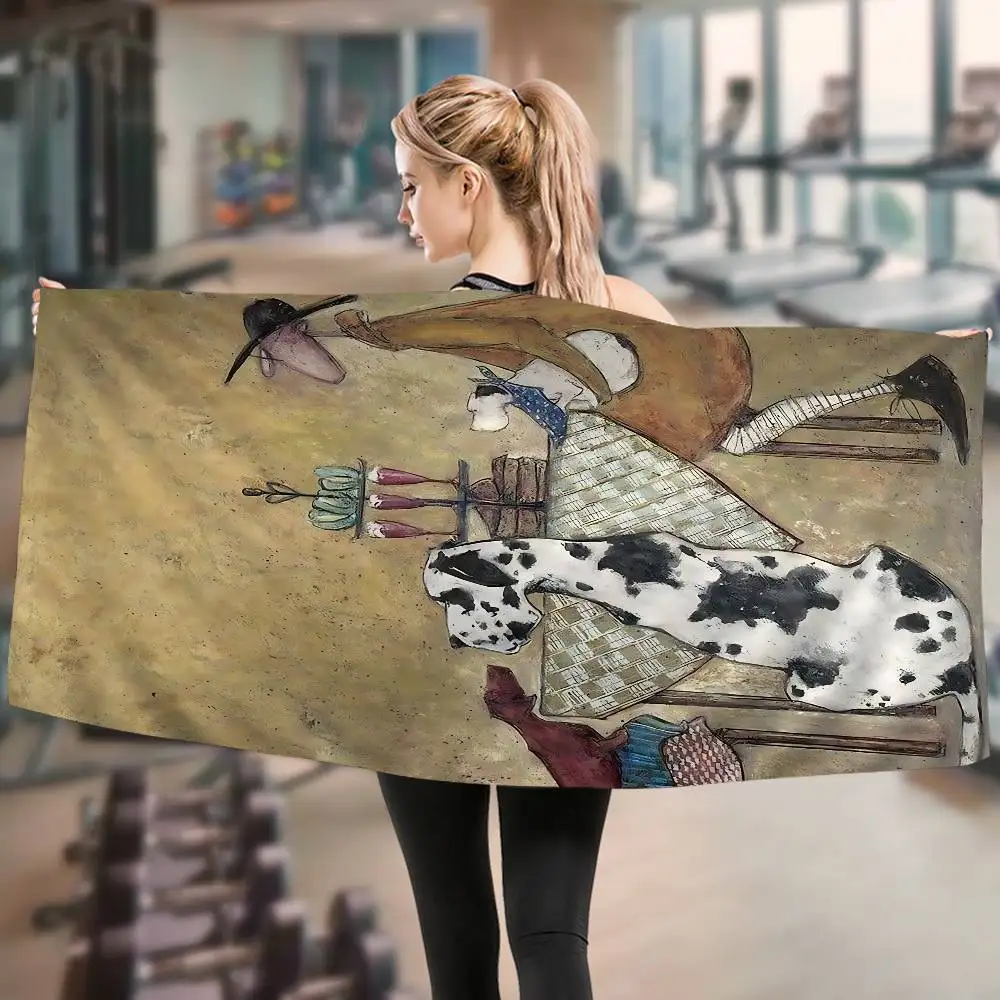 سام توفت الفن مجردة المشهد الحب الكلاب كبيرة ستوكات مناشف الشاطئ سريعة الجافة الرمال مناشف الشاطئ بركة للسفر حمام سباحة اليوغا #4