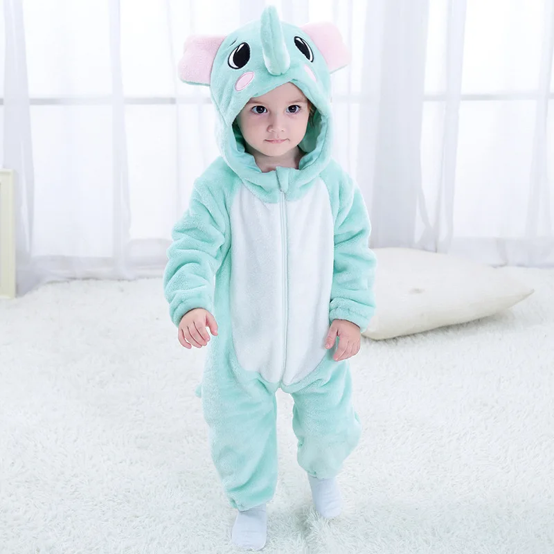 

Baby Onesies Elephant One-Piece Pijamas Cosplay Costume Halloween Outfit Soft Flannel Infant Homewear Toddler Full Body Clothing