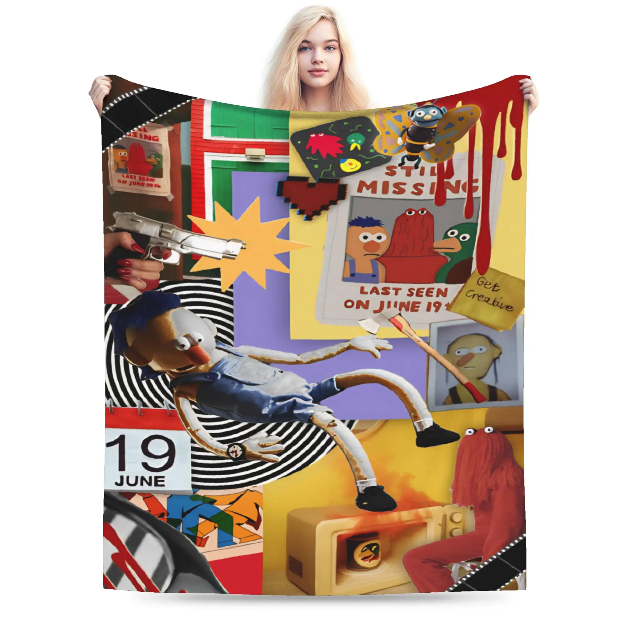 Don't Hug Me I'm Scared Blankets Lightweight Thin Velvet Cute Gifts  Throw Blanket Quilt