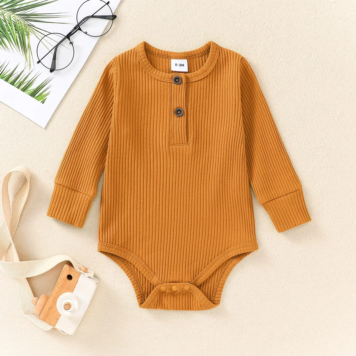 Baby Wrap Solid Color Long Sleeve Baby Infant Bodysuit Crawling Suit Newborn Clothes Huggies