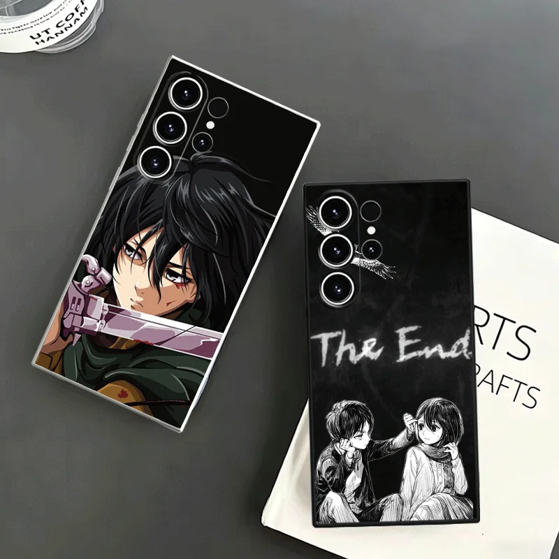 A-Attack On T-Titan Mikasa Soft Phone Case For Samsung S24 S25 S26 Ultra S23 S22 Plus S21 S20 FE Edge + Black White Couple Cover