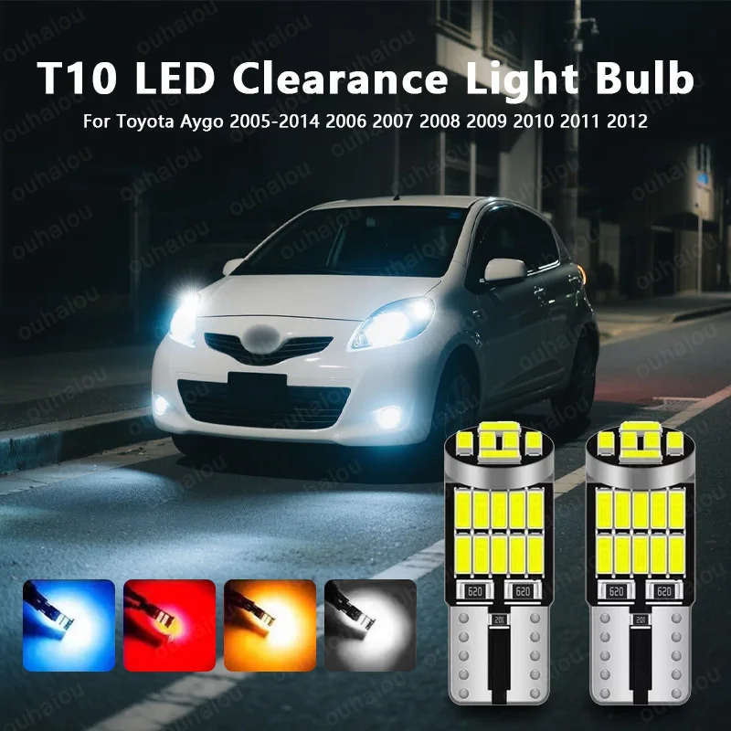 

For Toyota Aygo 2005-2014 2006 2007 2008 2009 2010 2011 2012 T10 W5W LED Clearance Side Marker Parking Lights Bulbs CANbus ﻿