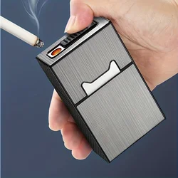 Cigarette case with lighter, 2 in 1 USB rechargeable windproof electric lighter, whole pack of 84mm 20pcs cigarette case