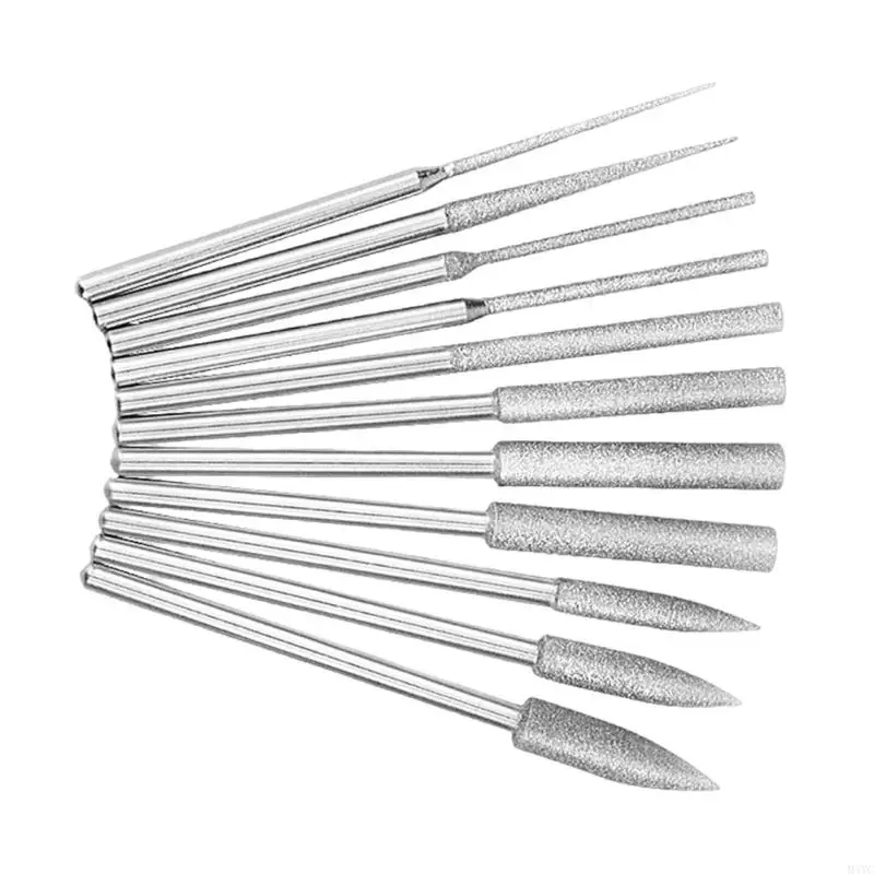 M4YC 11pcs Diamonds Burr Set với công cụ toàn bộ Shanks để mô hình hóa thủ công DIY