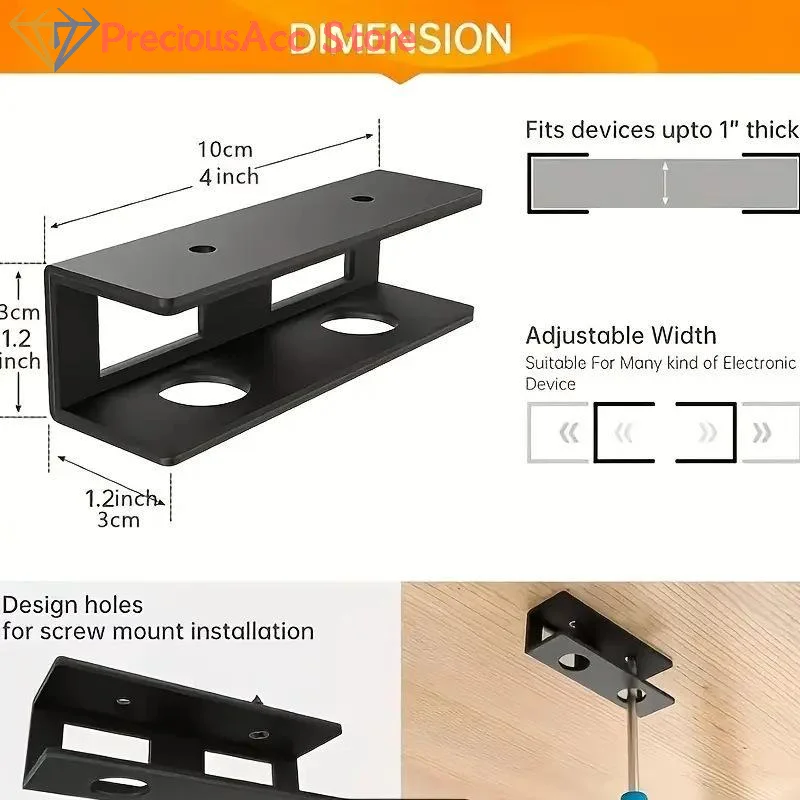 Under Desk Laptop Holder Metal Mounting Shelf for Computer Storage Keyboard Organizer Space Saving Workstation Accessory
