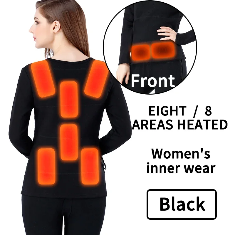 Heated Thermal Underwear Women Men Tops Winter Long Sleeve Bottoming Shirt O Neck Heating Jumper Fiber Pullovers Women Clothing