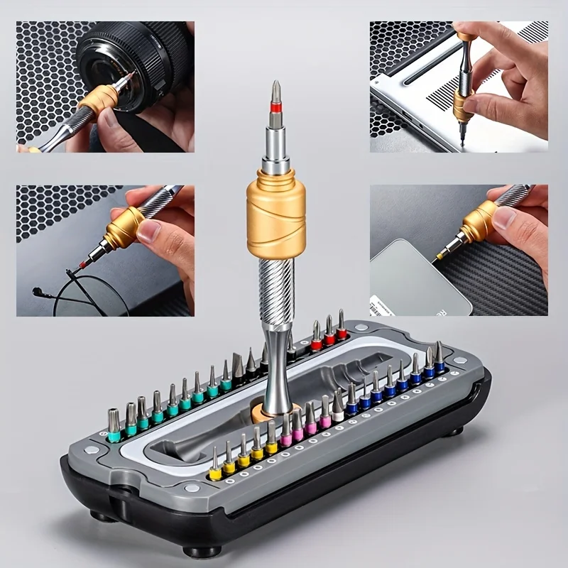 37PCS Precision Screwdriver Kit, with Low-Gravity Design Magnetic Driver Handle and Durable S2 Steel Bits, for Electronics Repai