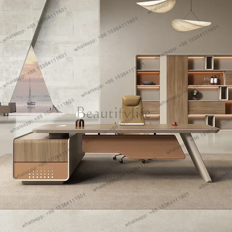 LJY Room Desks Gaming Tables Filing Cabinets Furniture Office Desk High End Light Luxury President Manager Boss Computer Desk Ta