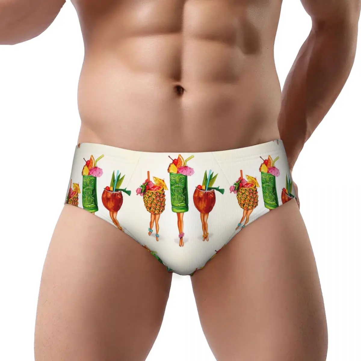 

Tiki Cocktail Pin-Up Men's Triangle Panties Soft Boxer Underpants Short Underwear for Homme Man Boyfriend Gifts