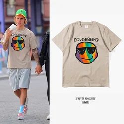 2024 New Street Short-sleeved T-shirt Men Women All-match Bottoming shirt Trend Justin Bieber The Same Pure Cotton Top