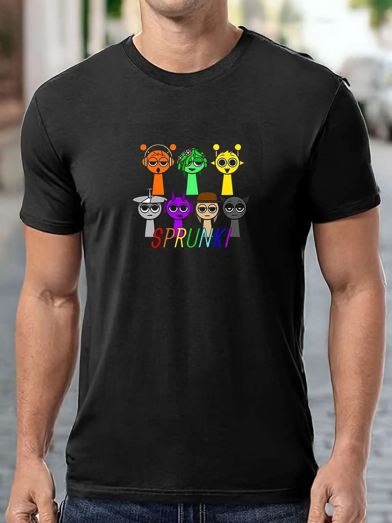 

SPRUNKA Print T-Shirt - Men's Cotton Blend, Casual Round Neck Tee