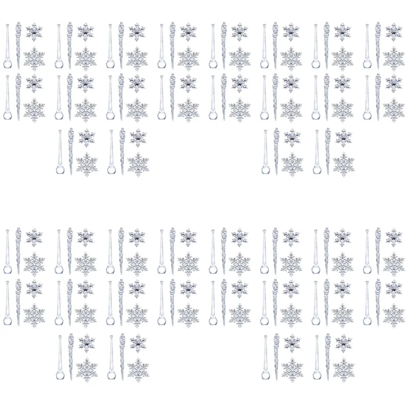 

AFOURT-160PC Snowflake Icicle Christmas Ornaments New Year Ornaments Crystal Christmas Tree Transparent Ornaments