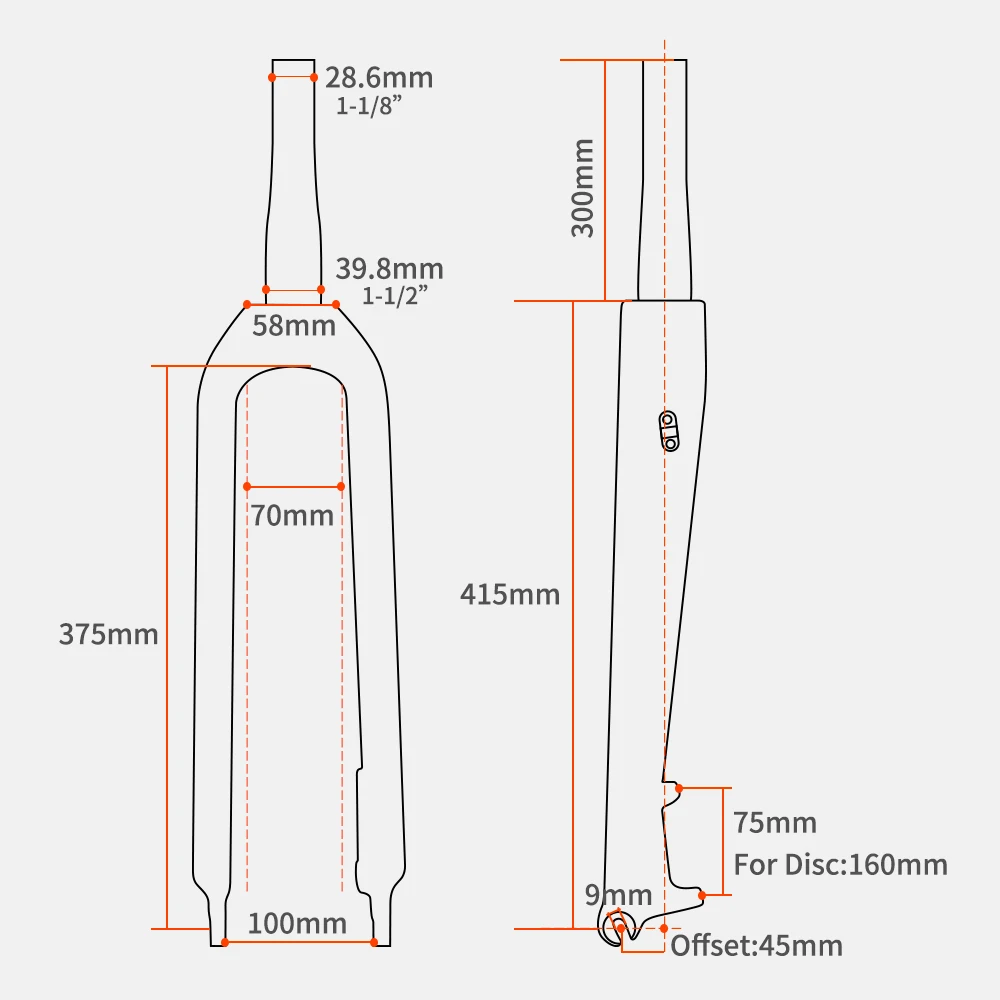 TOSEEK JA-zhui-9 MTB Fork Carbon Bike Fork Disc Brake 160mm Tapered Tube 530g Ultralight  Carbon Lightweight Bicycle Fork