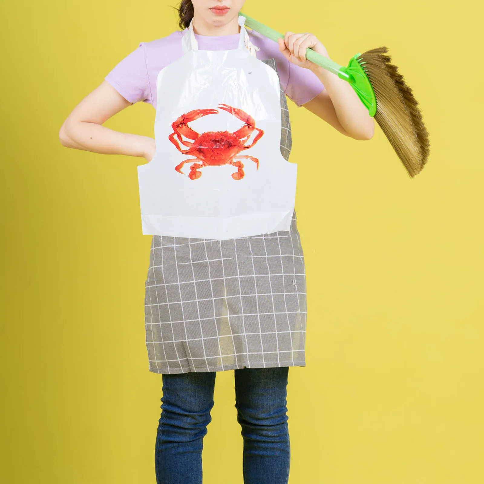 

100 Pcs Crab Apron Disposable Plastic Bibs Women Adult Cooking Party Seafood Waterproof Oil Resistant Lobster Shrimp Crawfish