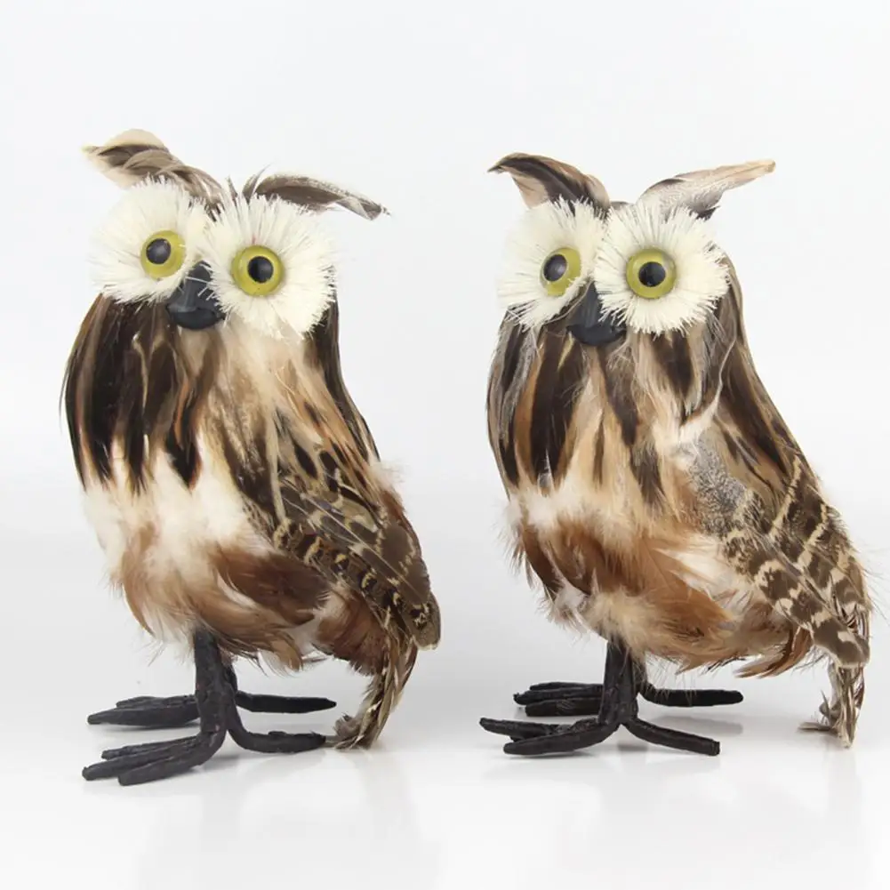 Cute Owl Statue Polystyrene Artificial Owl Sculpture DIY Craft Ornament Animal Garden Statue Landscape Decoration Christmas Gift