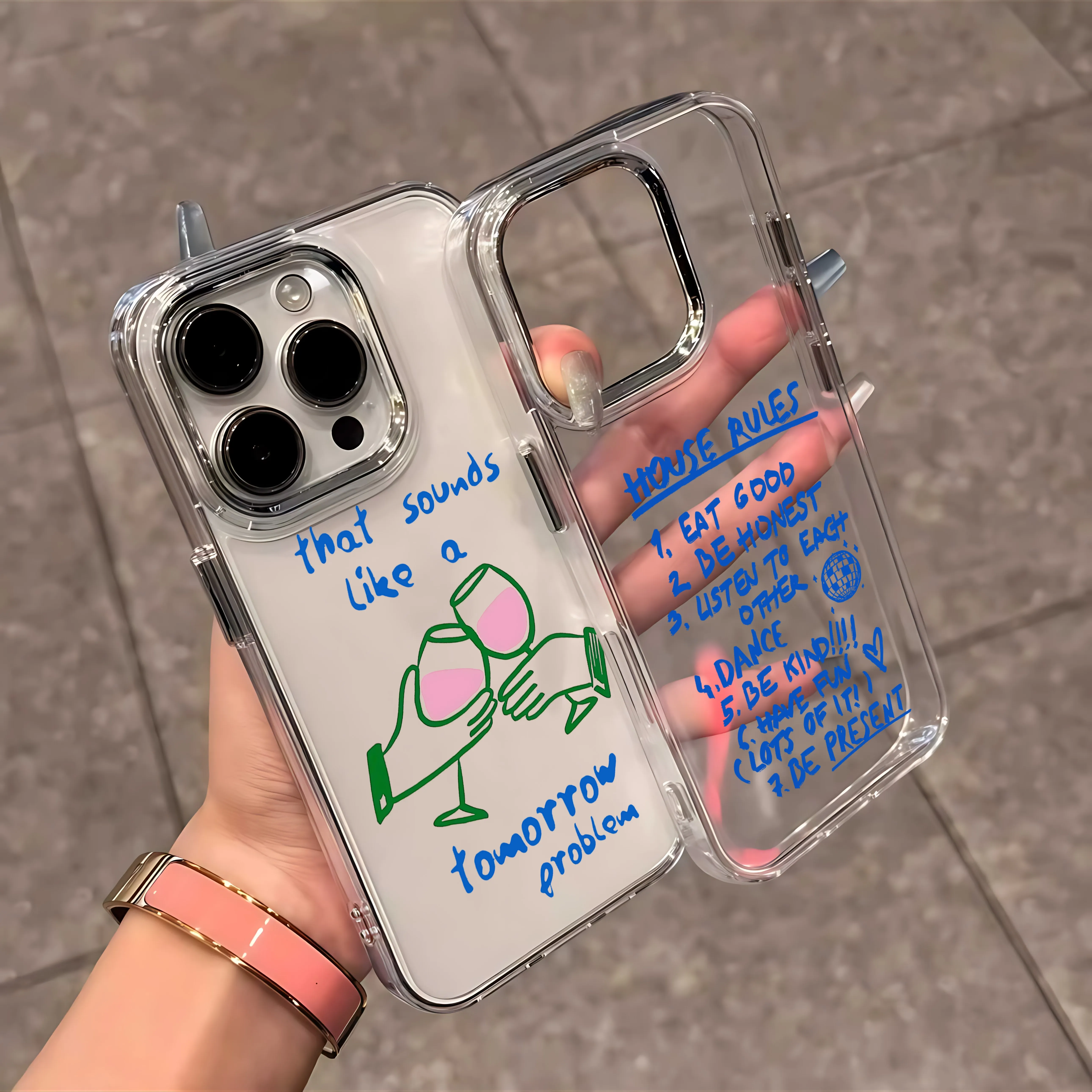 Ins Korean HOUSE RULES Phone Case for Samsung Galaxy S25 S24 S23 S22 S21 S20 Note20 FE Ultra Edge Plus 4G 5G Transparent Soft