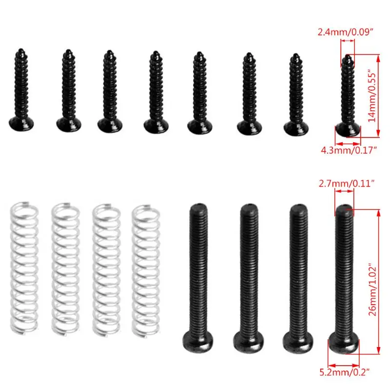 Humbucker Pickup Screws Springs Ring Surround Mounting Guitar Parts Black