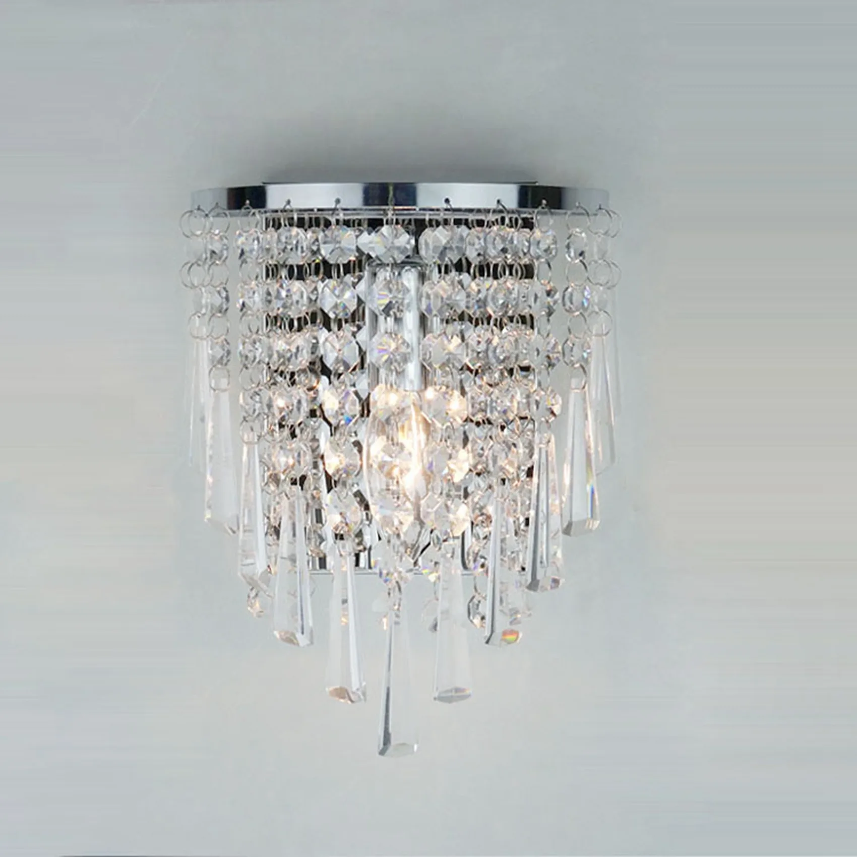 *n21r 3x Modern Crystal Wall Lamp Chrome Sconce Wall Light for Living Room