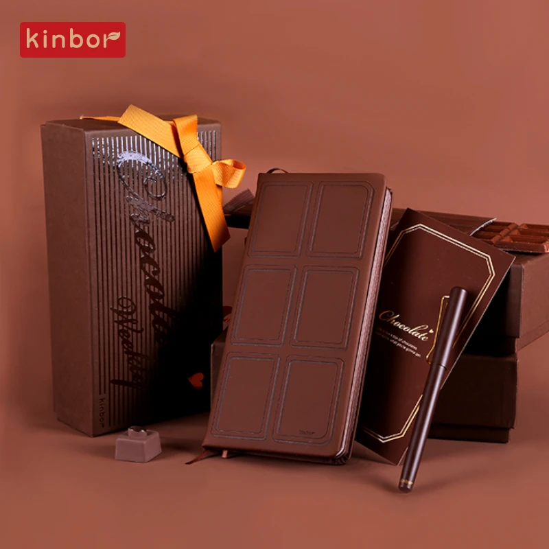 Kinbor Weekly Planner Set Chocolate Journal Notebook With Fountain Pen PVC Cover Habits&Goals Tracker Birthday Valentine's Day