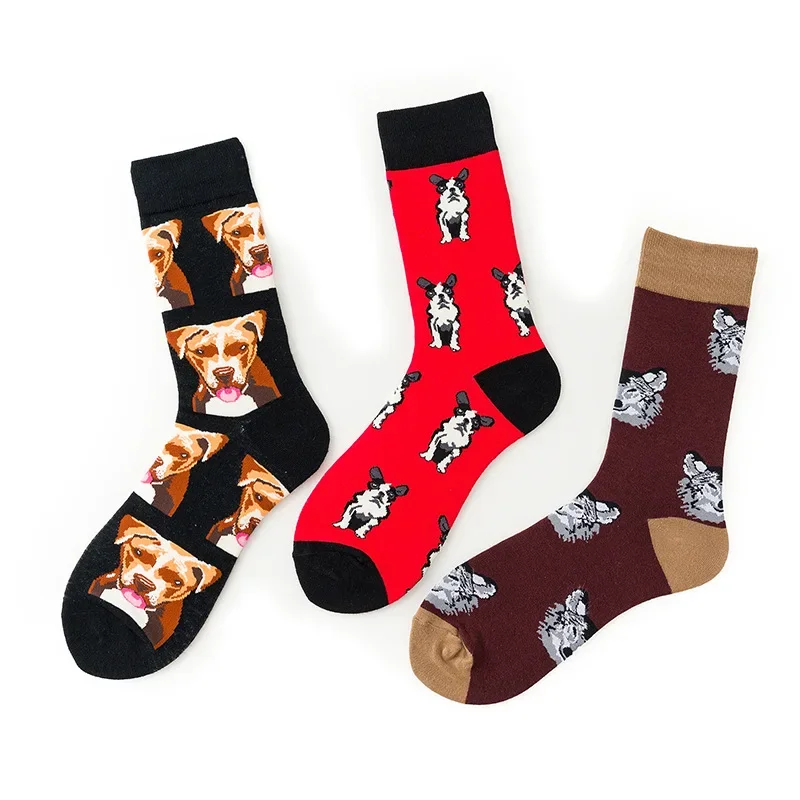 2025 Latest Personalized fashion trend, famous dog casual, medium-sized men's cotton socks