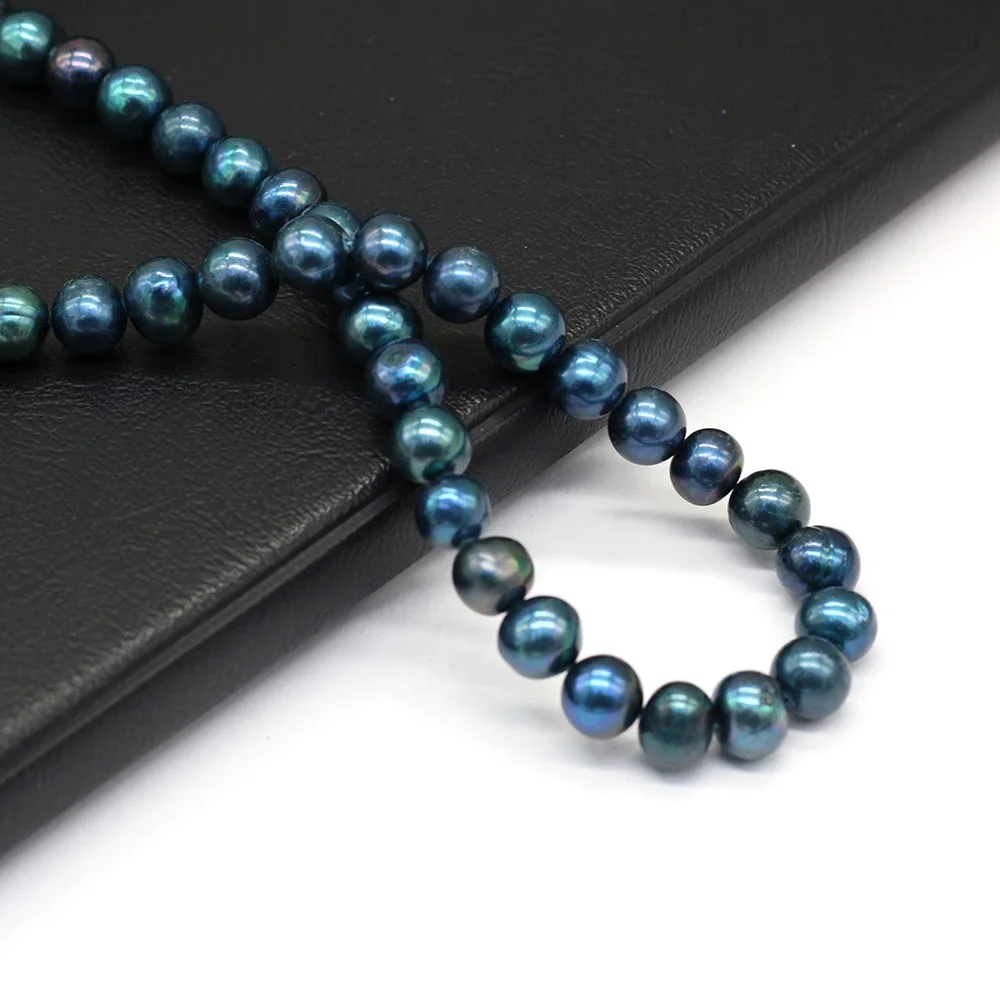 9-10mm Natural Freshwater Pearl Beaded Near Round Fashion Glamour Lady Beads For Jewelry Making Necklace Bracelet Long 36cm