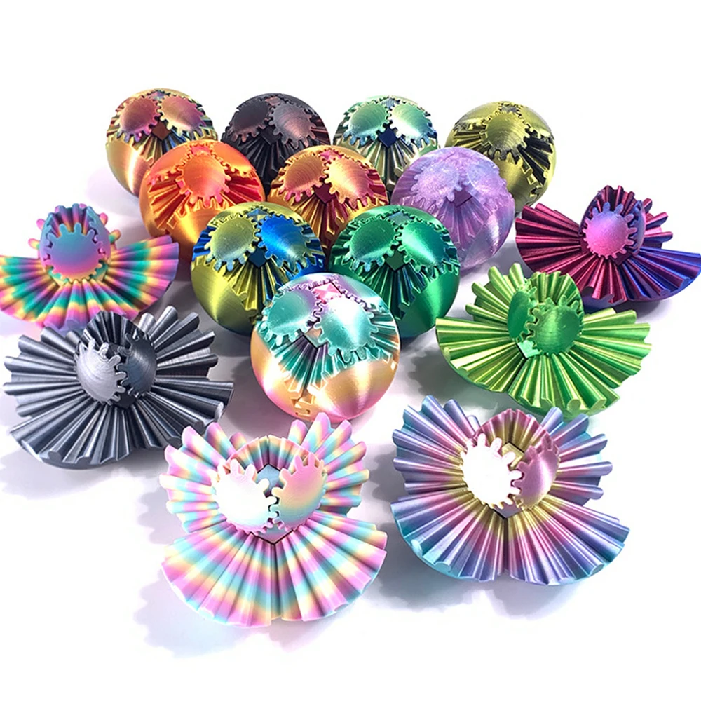 3D-Gedruckter Zahnrad-Ball, Drehender Stressabbau-Ball, Fidget-Schreibtisch-Deko, Rotierender Heimdekorations-Ball, Geschenk-Zahnrad-Spin-Ball – Detail 2