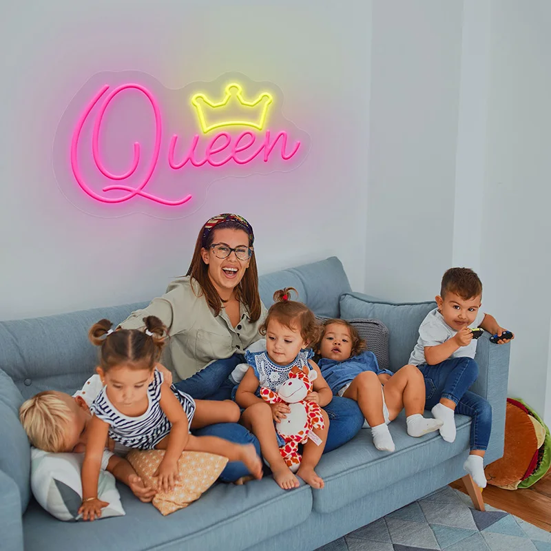 Custom Queen Neon Sign Personalizado Quarto Decor Neon Light Sign Casamento Festa Aniversário Loja Nome do Negócio Design Night Lamp