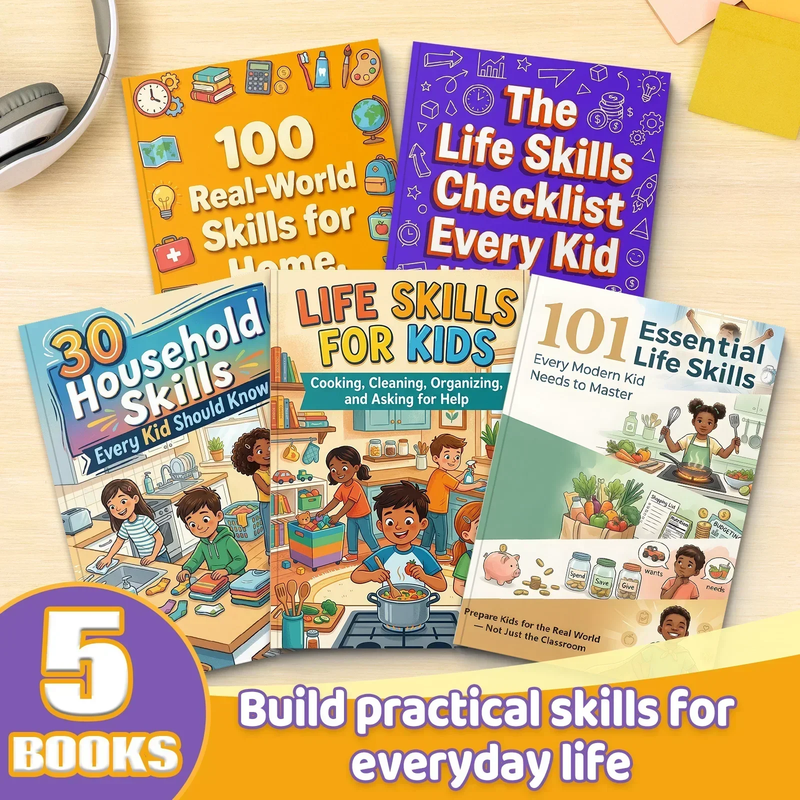 5-book-kids-life-skills-collection-practical-real-world-skills-for-home-school-and-everyday-life-covers-cooking-cleaning