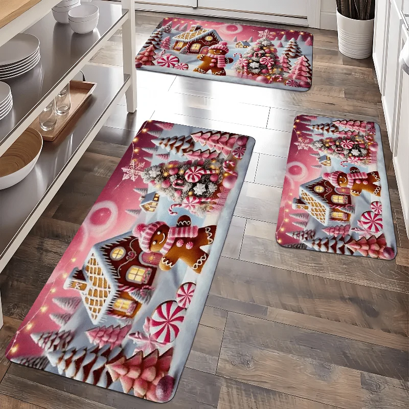 Christmas Gingerbread Man House Print floor mat entryway runner rug kitchen Ultra-Long Mat living room merry christmas decor