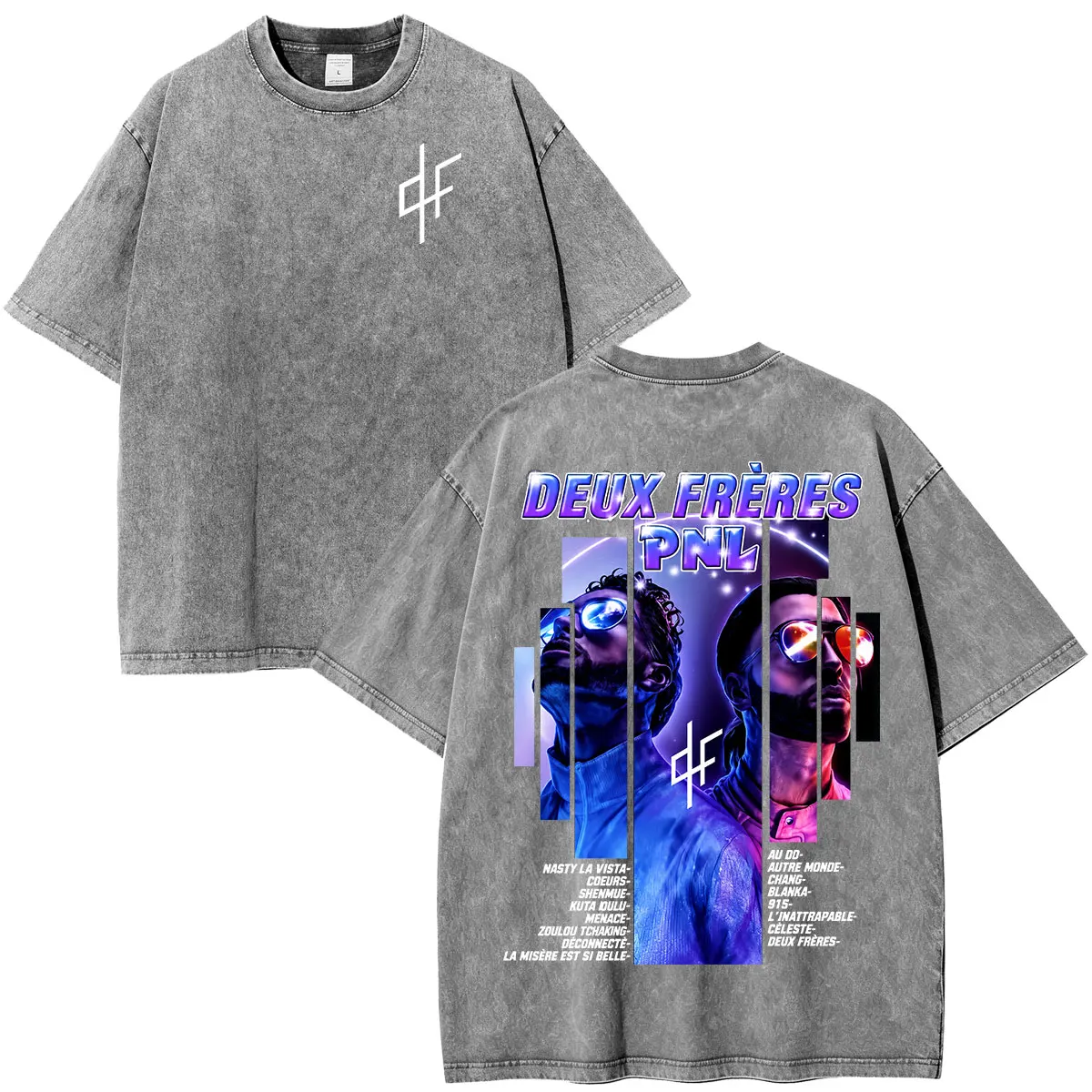 Rapper PNL Deux Freres Le Monde Chico Album Vintage Washed T-shirt Men Women Fashion Hip Hop Short Sleeve Cotton Casual T Shirts