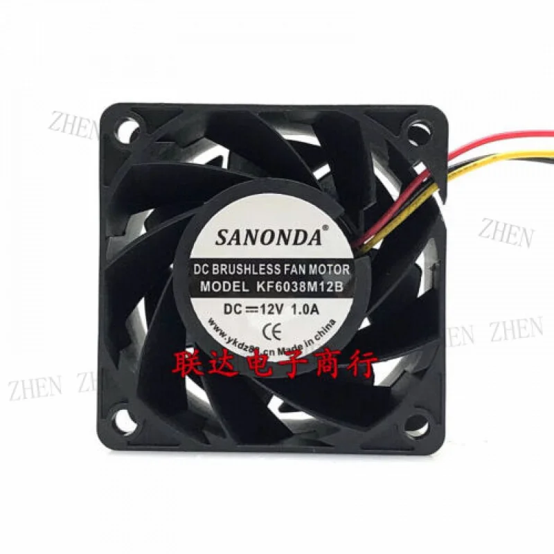 Y 1 Pc. New for KF6038M12B DC12V 1.0A 6038 6CM 3-wire cooling fan