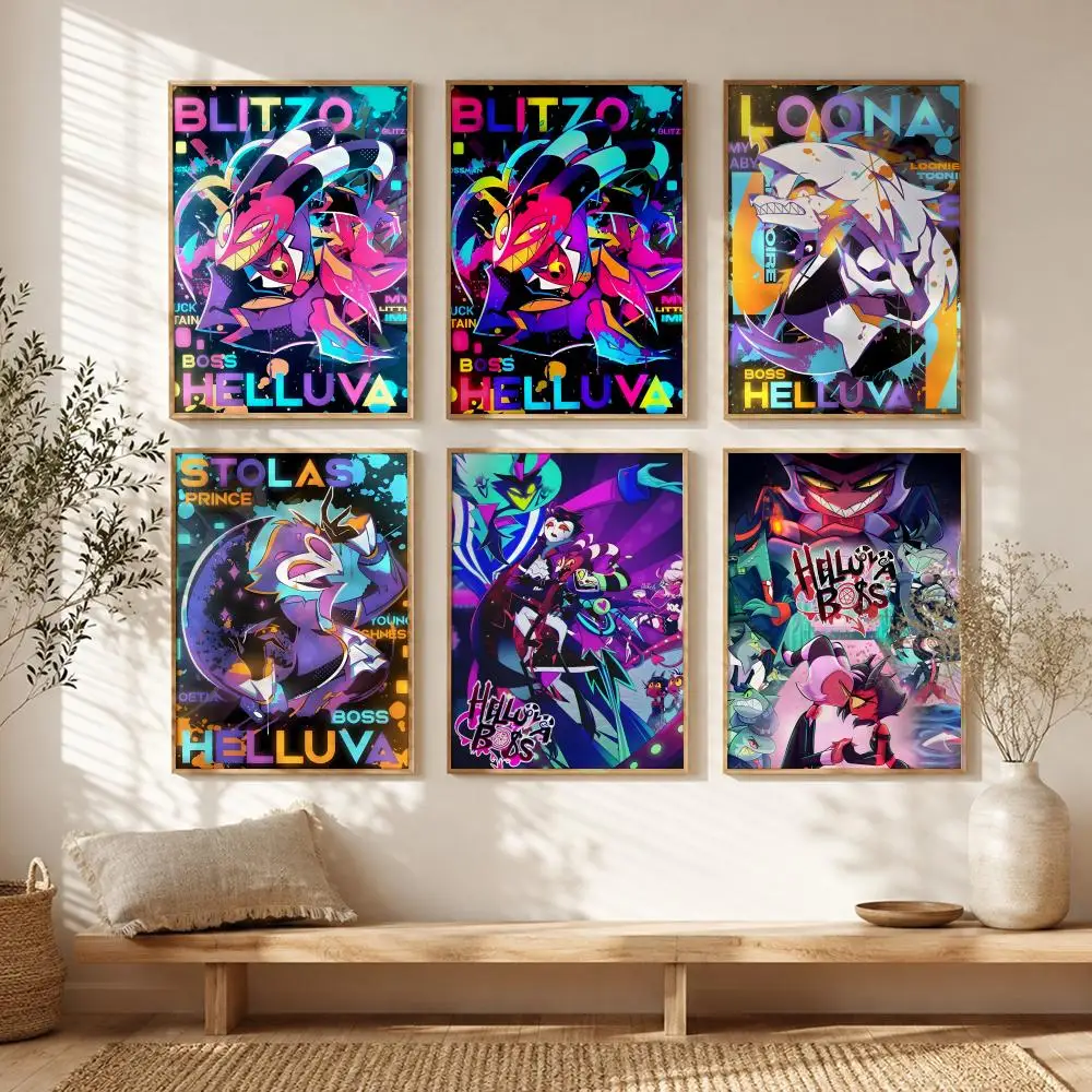 Adult Animated Series H-Helluva Boss Poster All-match HD Waterproof Self-Adhesive Wall Art Sticker For Home Bedroom