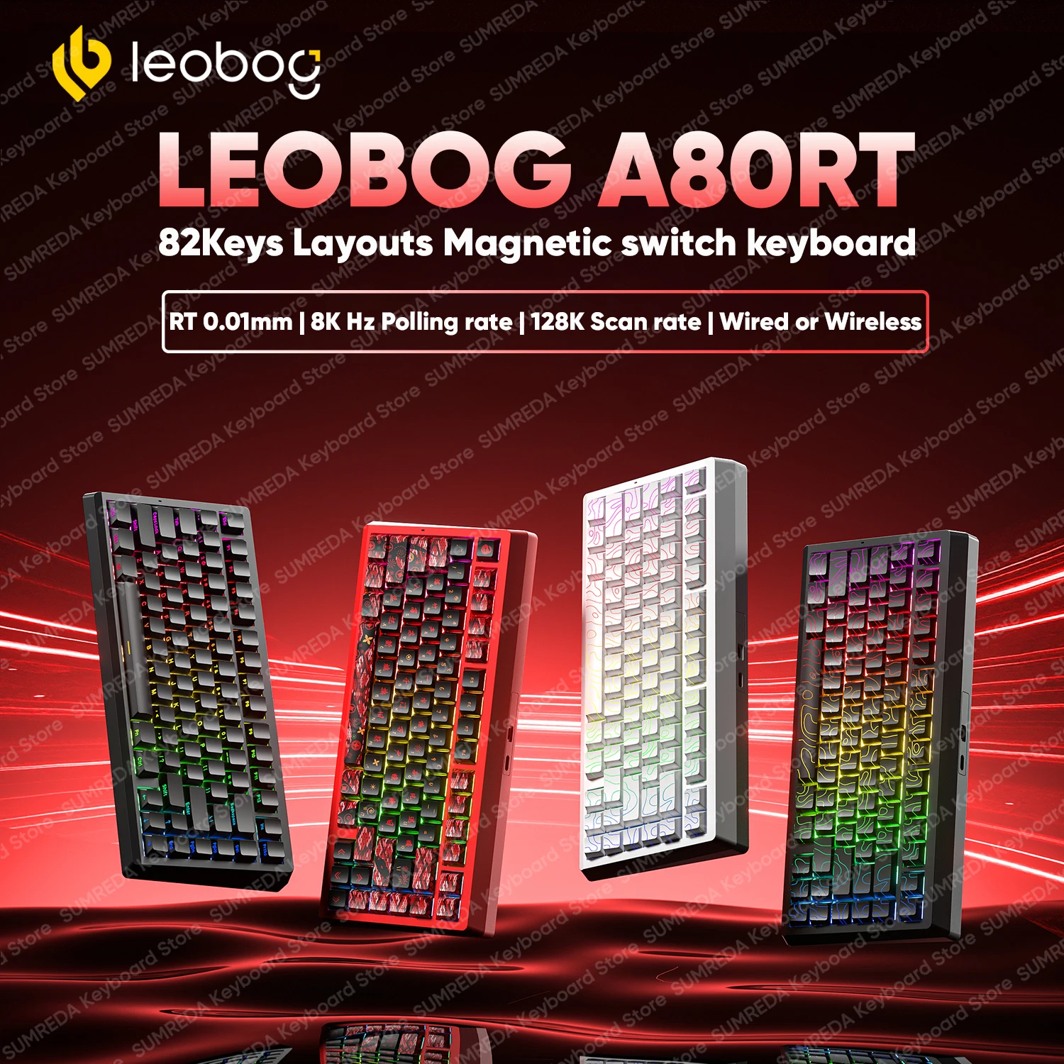 

LEOBOG A80RT Проводная игровая механическая клавиатура с раскладкой 75% Магнитный переключатель RT0,01 мм 8 кГц Быстрый триггер RGB Геймерская клавиатура с возможностью горячей замены