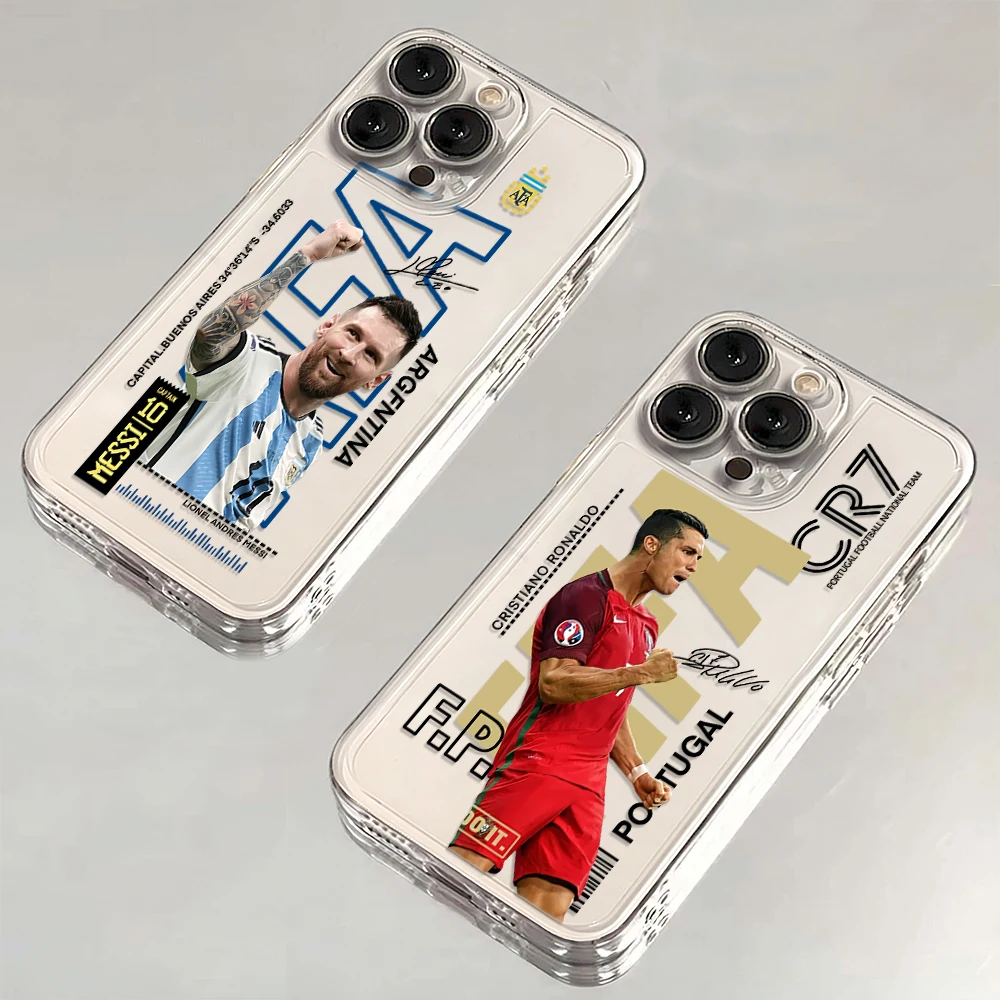 Messis Ronaldos Phone Case for IPhone 16 15 14 13 12 11 Mini Pro Max X XR XSMax 8 Plus SE20 Transparent Cover