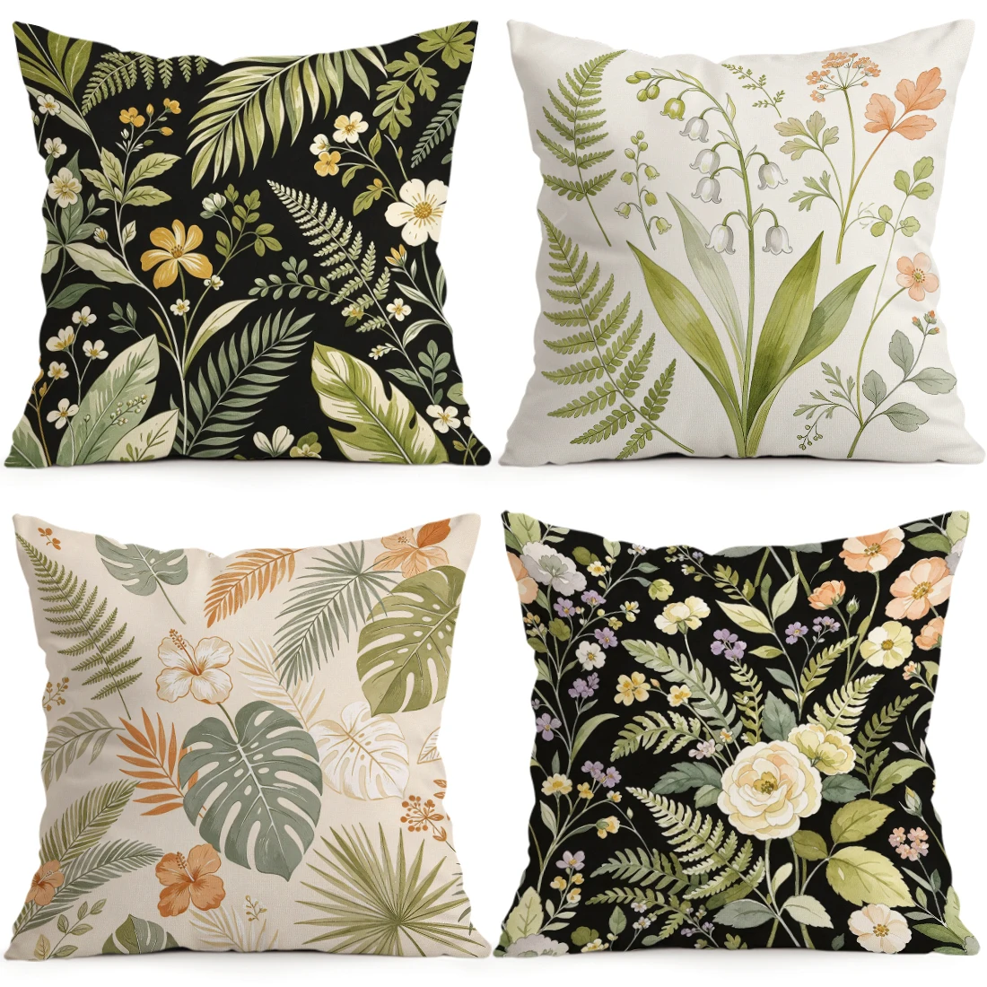 1/4pcs Retro Hand-drawn Plants Cushions Pillowcase Polyester Cushion Cover Throw Pillow Pillowcover Home Car Sofa Decor