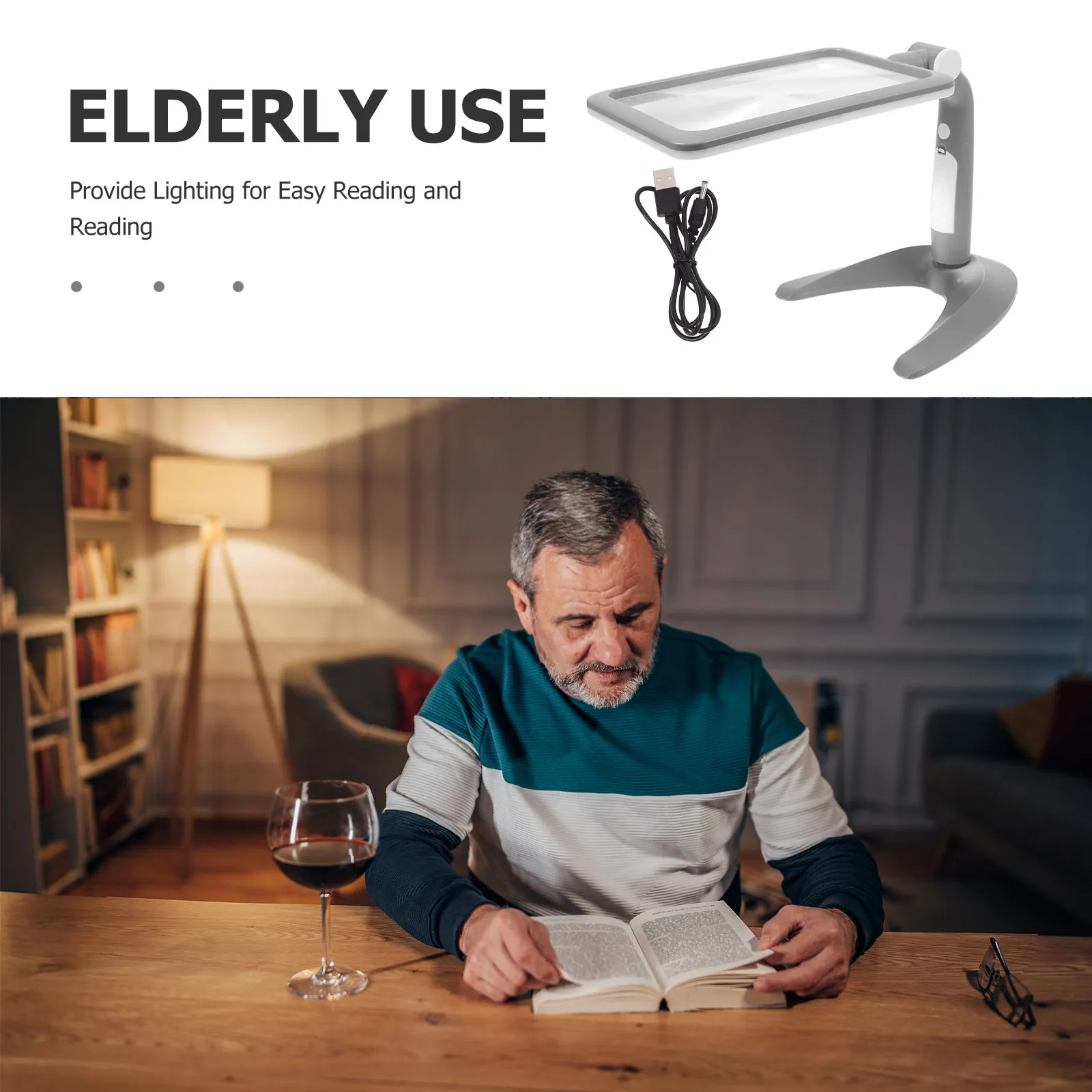 48 LED Magnifying Glass Desktop Handheld Illuminated Magnifier for Reading Books Seniors Crafts Portable LED Magnifying Glass