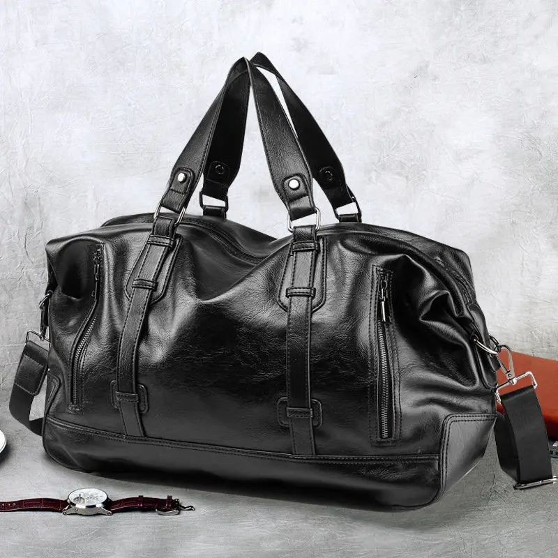 

Men's Leather Travel Bag Large Capaci Casual Busin Handbag Single oulder Slant Cross Cuter Bag Faion Trend