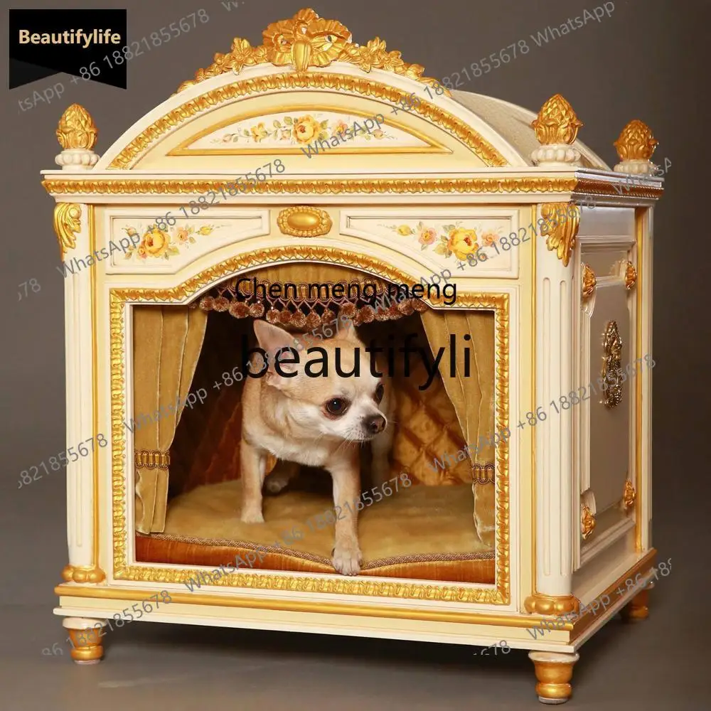 GG Solid Wood Indoor Pet Cat Dog House Small Dog House Cat Dog House Cage Villa