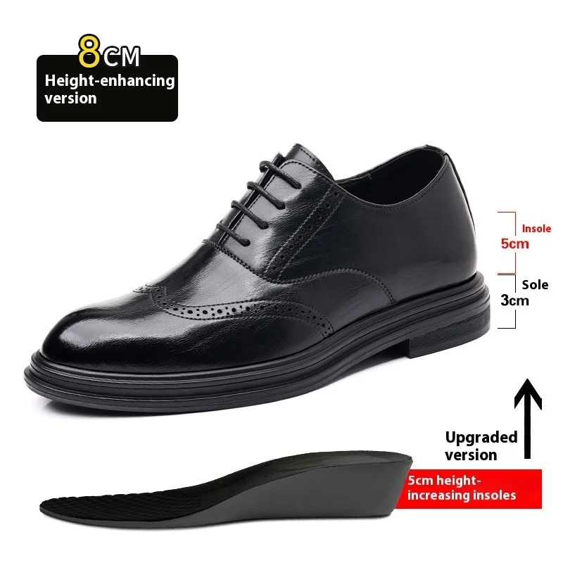 

Men's Elevator Shoes 8CM 6CM Height Increased Leather Shoes men Business Wedding Groom Hidden Heels heighten Shoes for Men