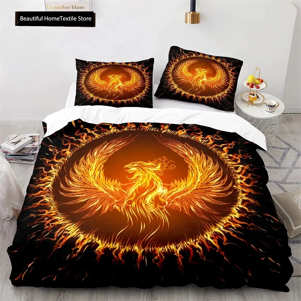 Phoenix Nirvana Duvet Cover Set Soft Fire Patterned Bedding Sets For Children Adults Teens Polyester Comforter Cover King Size