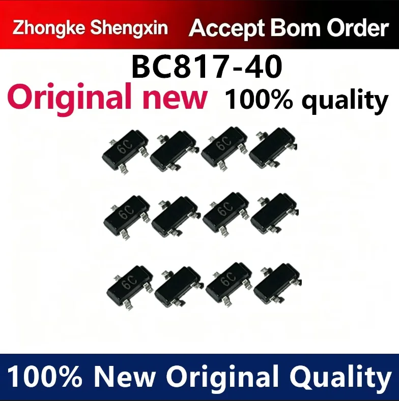 （5pcs-100pcs）New transistor BC817-40 6C screen printed 0.1A45V SMT SOT23 package