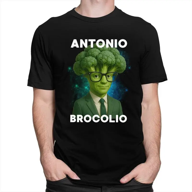 Антонио Brocolio, итальянская футболка Brainrot Meme Broccoli для мужчин, футболка из 100% хлопка, уличная футболка с короткими рукавами, облегающая футболка